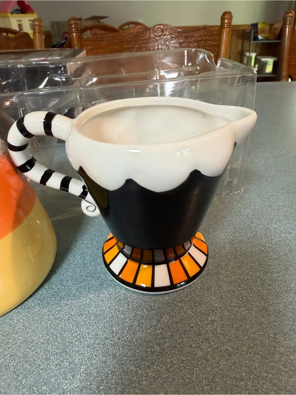 Johanna Parker Carnival Cottage Candy Corn Ghost Halloween Creamer Sugar Set